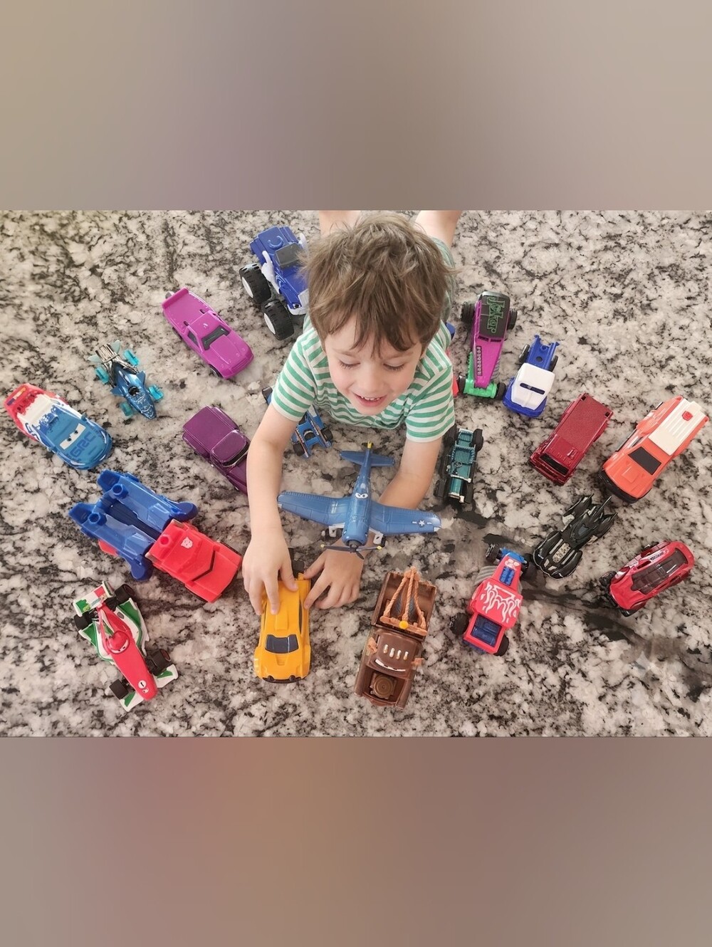 Kids Blue Toy Plane and Assorted Vehicle Set - Blue